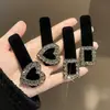 Pinza negra para el pelo, pasador, pinza, estilo pequeño Chanel, pinza BB de terciopelo, elegante, para la nuca, pinza para el pelo, pedrería, elegante, versátil