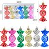 Caramelos planos de color galvanizado para Navidad, regalo decorativo, caramelos pintados con galvanoplastia, colgante navideño, barra plana, caramelos, 6 piezas/caja