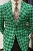 Blazer de comercio exterior a medida de un solo botón con dos botones y bolsillo grande para hombre, chaqueta de traje casual a cuadros de corte ajustado