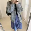 Cárdigan de Punto Grueso con Hilo Floral de Cuello en V LEKA para Mujer, Nuevo Estilo Coreano Otoño/Invierno 2026 Suelto Casual Suave Suéter