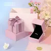 Caja de joyería con lazo, flor de rosa, paño de pulido de plata, certificado, bolso de mano, collar, pulsera, anillo, pendientes (no se vende individualmente)