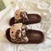 Celebridad de Internet Hogar Lindo Estampado de Leopardo Ropa de Otoño e Invierno Pantuflas Peludas Usables para Mujer Estampado de Leopardo 2025 Pantuflas de Algodón Antideslizantes para Mujer Moda