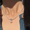 Colar de Zircônia de Alta Qualidade com Pérola Swarovski para Mulheres, Corrente de Clavícula Estreita Estilo Retro em Formato de Cintura, Acessório Versátil de Moda de Luxo Leve