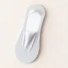 Calcetines Invisibles de Algodón Puro Ultra-Delgados de Verano para Mujer, Calcetines Cortos de Seda Helada Antideslizantes de Silicona en el Talón
