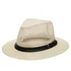 Sombrero de verano transpirable para hombre, sombrero de malla de paja hueca, sombrero fino protector solar, sombrero fresco para hombre mayor