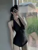 Traje de baño de una pieza estilo coreano, de alta gama, que realza la figura, de secado rápido y sexy, con escote en V pronunciado, diseñado para mujeres