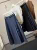 Elegante falda plisada estilo traje gris para mujer, nueva de otoño, de cintura alta, fluida, resistente a las arrugas, de longitud media, línea A, tipo paraguas