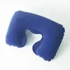 Almofada inflável em forma de U com flocado para soprar com a boca, travesseiro de PVC, travesseiro cervical, travesseiro de aviação, travesseiro inflável para avião ao ar livre, travesseiro inflável de viagem
