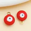 Accesorio de colgante redondo de acero inoxidable con gota de aceite de ojo maligno para pendientes, collares, llaveros y joyería hechos a mano para DIY