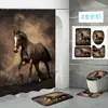 Amazon Comercio Electrónico Transfronterizo Más Vendido Impresión Digital de Alta Definición 3D Cortina de Ducha de Poliéster Impermeable Animal Caballo Venta Directa de Fábrica