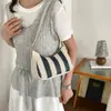 Bolsa de Ombro Versátil Estilo Coreano Tendência 2026, Bolsa de Axila Nicho Feminina, Bolsa de Mão Tecida, Bolsa de Palha Meia-Lua