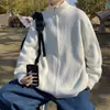 Chamarra con Cremallera Estilo Perezoso Suéter Cardigan para Hombre Otoño e Invierno Engrosado Perezoso Estilo de Alta Gama Cuello Vertical Suéter Marca de Moda Estilo Japonés Tejidos