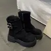 Botines Gruesos Marrones Cortos para Mujer Otoño 2026 Nuevos Versátiles Suela Suave Adelgazantes que Aumentan la Altura Botines Tobilleros Mallard