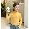 26 Camiseta de Manga Larga con Volantes Estilo Primavera y Otoño Versión Coreana Camiseta Básica Top Cálido para Niños Transfronterizo en Stock