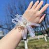 Corsage de pulso casamento noiva damas de honra flor de pulso casamento melhor amiga pulseira estilo floresta crianças dança flor de pulso