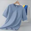 Camiseta de manga corta transfronteriza azul marino, top de moda ajustado para hombre, camiseta simple y casual de cuello redondo, para exportación
