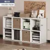 Gabinete Lateral de Noche Semi-Cerrado, Gabinete Largo, Gabinete de Almacenamiento de Noche para Dormitorio, Gabinete de Ocho Compartimentos, Estantería de Rejilla, Estante de Almacenamiento de Noche