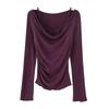 Top de manga comprida com gola alta sexy para meninas quentes no início da primavera, primavera de 2025, primavera e verão, novo, slim fit, slimming, curto, cintura alta, camisa de base