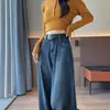 Calça Jeans Wide Leg Slimming Cintura Alta Estilo Americano Vintage Escovado Outono/Inverno 2025 Nova Calça Reta Solta Comprimento Total