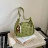 Bolso de Hombro Cruzado Tejido Casual Retro para el Día a Día, Bolso de Hombro Cruzado Ins Estilo Coreano, Bolso Cubo Fresco Calado de Gran Capacidad