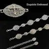 Nuevo cinturón cruzado para mujer, elegante y con estilo, estilo vintage con cadena decorativa metálica tallada, accesorio para mujer en stock