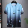 Comércio exterior camiseta de seda gelada masculina marca da moda verão 2026 nova solta masculina manga curta sensação de gelo secagem rápida roupas manga curta masculina