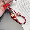 Cadena para Teléfono Móvil con Lazo Rojo de Fruta Media, Cordón, Colgante de Llavero de Cámara Ccd Lindo, Colgante, Ins