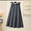 Saia Estilo Blazer Elegante Plus Size 150kg para Mulheres, Nova Saia Plissada de Comprimento Médio Solta de Cintura Alta para Primavera/Verão