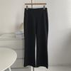 Calças Flares de Tecido Air Layer Espesso Cinza Calças Longas Outono e Inverno 2025 Cintura Alta Drapê Slim Estendidas para Altas Comprimento Total