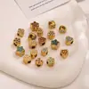 Acessórios de Joias de Aço Inoxidável com Contas Pingente de Flor com Diamante Banhado a 18K Acessórios de Contas Espaçadoras Joias para Pulseira DIY