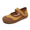 Sapatos Femininos de Couro Genuíno Novo Primavera 2025 Sola Macia Superfície Macia Confortáveis Combinação Livre Vintage Couro de Vaca Sapatos Mocassins de Bico Redondo Sapatos de Camada Única de Boca Baixa para Mulheres