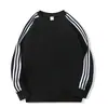 Moletom Oli Velvet Plus Fleece para Homens e Mulheres, Três Listras, Temporada Outono/Inverno, Esportivo, Corte Solto, Tamanho Grande, Gola Redonda, Moletom Plus Fleece, Suporta Impressão