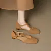 Sandalias cerradas de estilo francés impresionantes para mujer, nuevo modelo primavera 2026, sandalias Mary Jane de tacón bajo para combinar con faldas