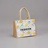 Bolsa de lino logo imprimible personalizado sub película de yute bolsa de lona impermeable bolsa de mano bolsa de algodón personalizada bolsa de mano