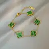 Pulsera Popular Transfronteriza de Trébol de Cuatro Hojas de la Suerte Oro de 18K Nácar de Doble Cara Estilo Europeo y Americano de Moda Nuevo Estilo Versátil