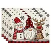 Manteles individuales navideños más vendidos transfronterizos, nueva serie de muñeco de nieve y renos, tapetes resistentes al calor, lino Amazon