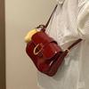 Bolsa de textura de alta qualidade couro envernizado brilhante retrô vermelho vinho fivela ferradura moda portátil bolsa de axila de ombro mensageiro