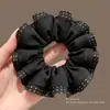 Elástico de cabelo com laço de renda francesa, scrunchie oversized, estilo casual, acessório de cabelo para coque elegante, faixa de cabelo, elástico de cabelo grande para mulheres