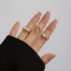 Anillo europeo y americano geométrico de metal, línea de viento de lava, juego de anillos, textura irregular de apertura suave, anillos retro