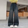 Calças Femininas Primavera e Outono 2025 Novos Jeans Infantis Médios e Grandes Calças Retas Casuais Infantis Calças de Outono para Meninas
