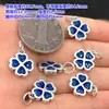 Plata S999 Azul Quemado Gota de Pegamento Buena Suerte Colgante de Trébol de Cuatro Hojas Pulsera de Cuerda Tejida a Mano Collar Accesorios Hechos a Mano para DIY