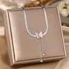 Venta caliente transfronteriza collar de acero de titanio de lujo ligero para todo el cuerpo, personalidad de mujer, moda, chapado en oro de 18 quilates, cadena de clavícula, joyería que no se decolora