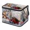 Caja de almacenamiento estilo invierno europeo y americano nevado, casa de madera navideña, caja de almacenamiento popular para dulces y artículos varios, acogedora casa de caña para decoración navideña