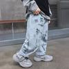 Jeans Gráficos de Color Claro para Niños Otoño Primavera y Otoño Estilo Coreano Pantalones Casuales Geniales para Niños Pantalones de Bebé de Moda