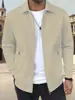 2026 nueva chaqueta cárdigan casual de ajuste slim para hombre, primavera y otoño, con cremallera, bolsillos, solapa, color liso, transfronteriza