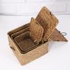 Caja de Almacenamiento Tejida de Pastos Marinos, Caja de Almacenamiento de Souvenir de Boda Estilo Pastoral con Tapa, Caja de Herramientas de Clasificación, Muestra al por Mayor