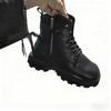 Botas Masculinas 2025 Novos Sapatos Masculinos Couro Preto Cano Alto Estilo Britânico Motocicleta Botas de Couro Botas de Trabalho Aumento de Altura Transfronteiriço
