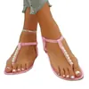 Comércio Exterior Transfronteiriço Verão 2026 Novas Sandálias de Pérola Slip-On Bico Plano Prendedor de Dedo Abertas Estilo Fada Sandálias Femininas