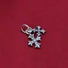 Plata de Ley S925 Colgante Vintage de Doble Cruz Colgante para Collar de Cristal Perla DIY Accesorios de Colgante Individual Al por Mayor