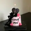 2026 Día de San Valentín Qixi decoración de pastel estilo ins negro y rosa topper pareja confesión corazón tarjeta de amor inserto